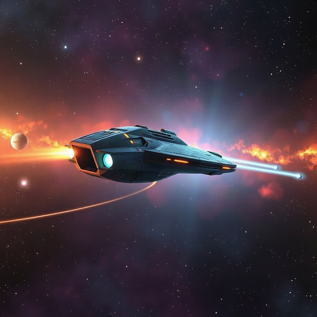 AI generated starship courier fantasy drama cover with nebula route